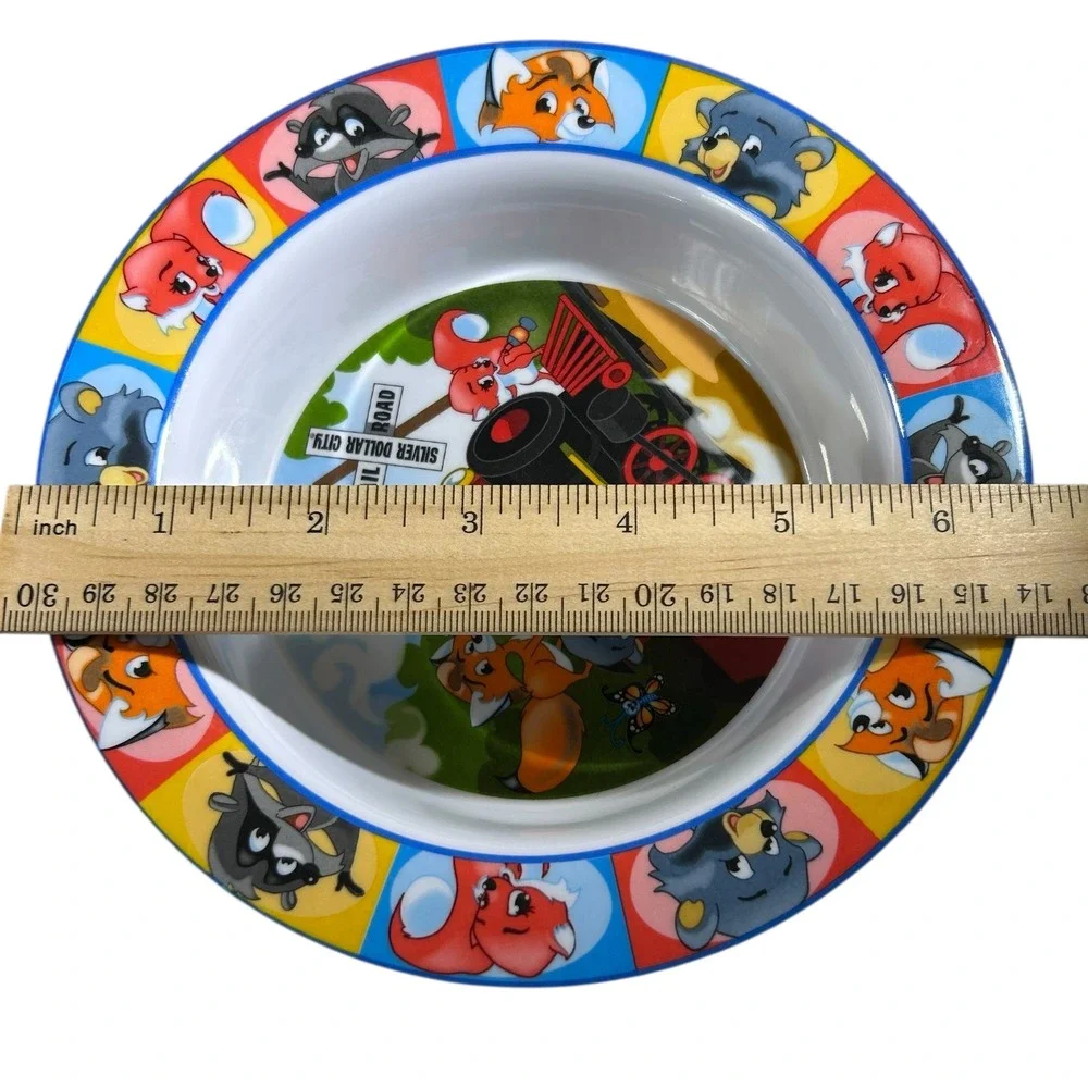 Silver Dollar City Vintage Childrens Bowl Animals Train Toddler Kids‎ Feeding